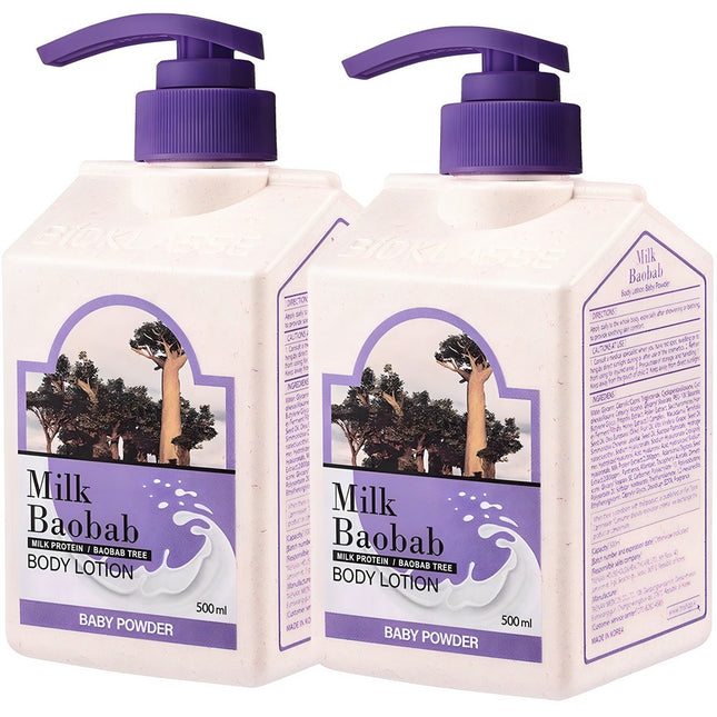 MILK BAOBAB  Baby Powder Scent Body Lotion 500ml 2 Pack