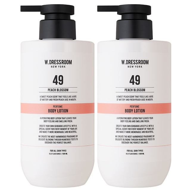 W.DRESSROOM  Perfumed Body Lotion 49 Peach Blossom Scent, 500ml, 2 Count