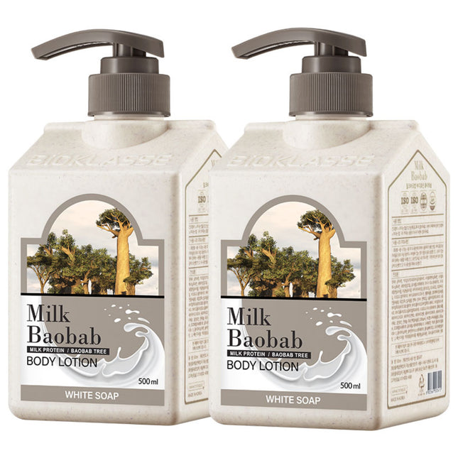 MILK BAOBAB  Body Lotion White Soap Scent, 500ml, 2 Count