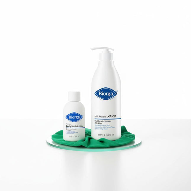 BIOGA Milk Protein Lotion 500ml + Moisture Body Wash  Hair 50ml Gift Set
