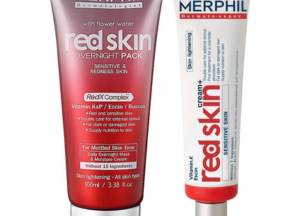 MERPHILE  Redness Tone Improvement Cream & Sleeping Pack SET / Troubled Scar/Sensitive Skin Improvement/Moisture Soothing Pack, 1 Count