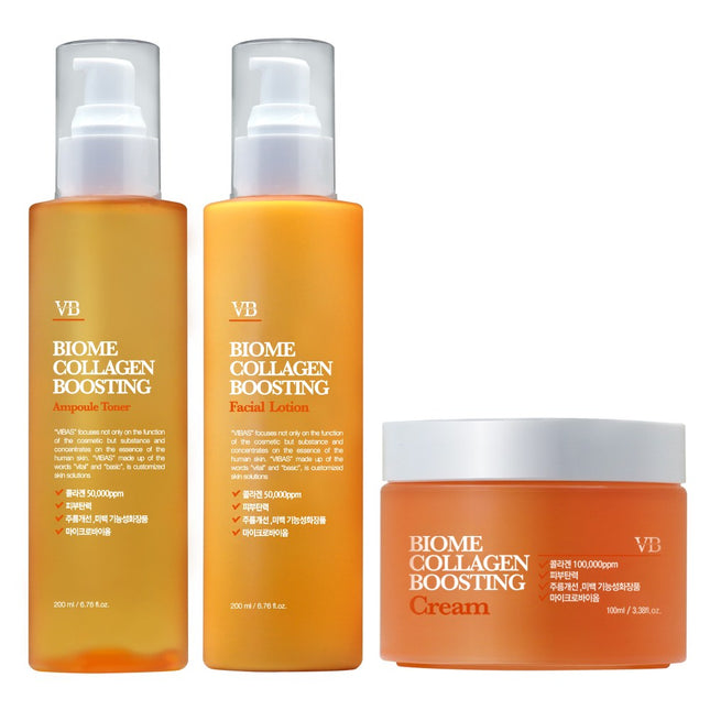 VIVIS  Biome Collagen Boosting Elastic Skin 200ml + Lotion 200ml + Cream 100ml Set, 1 Set