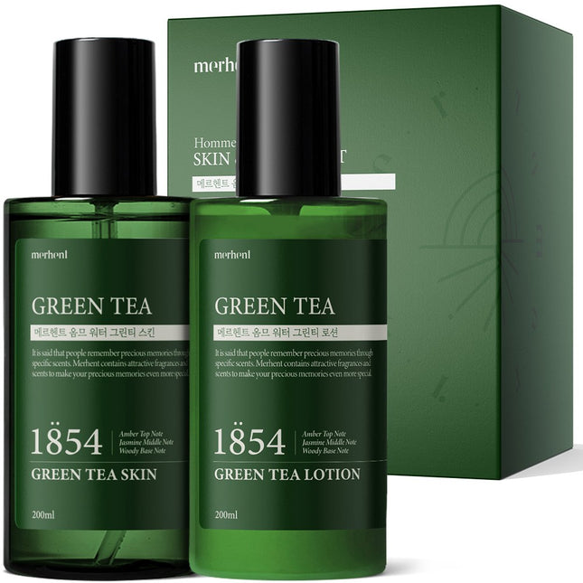 MERCHENT Green Tea Skin Lotion All-in-One Set Large Capacity for Men