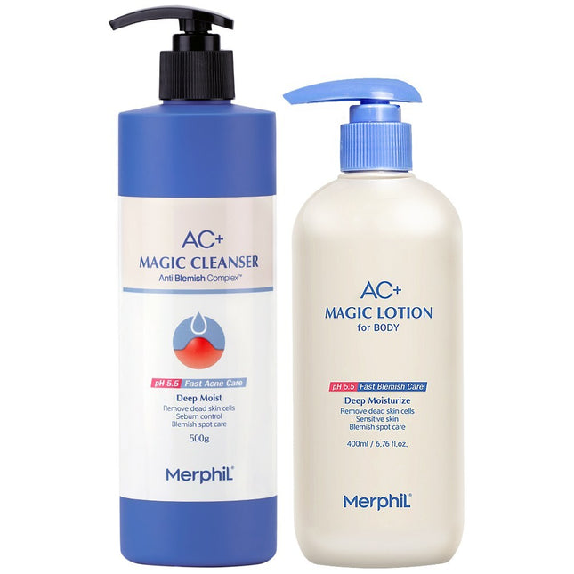 MERPIL  AC+ Magic Body Lotion 400ml & AC+ Body Wash Deep Moist 500g SET