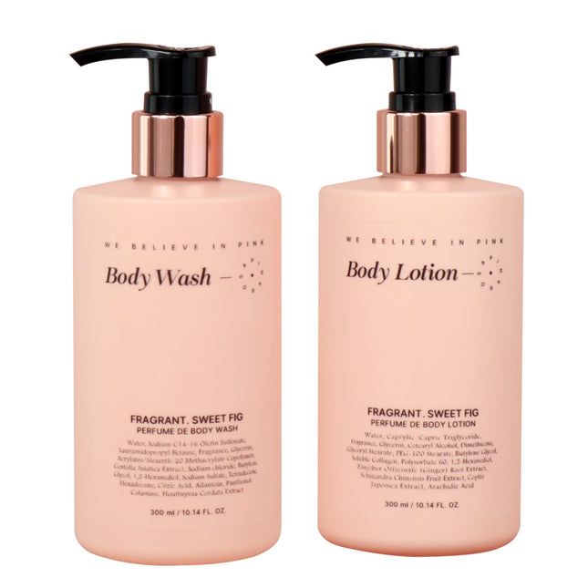 PINKROSA Sweet Fig pH-Balanced Body Wash 300ml + Fragrant Body Lotion Sweet Fig 300ml Fruit Scent Set, 1 Set