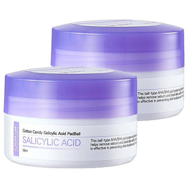 ALIVE LAB Cotton Candy Salicylic Acid Padball 50ml, 1 Pack, 2 Count