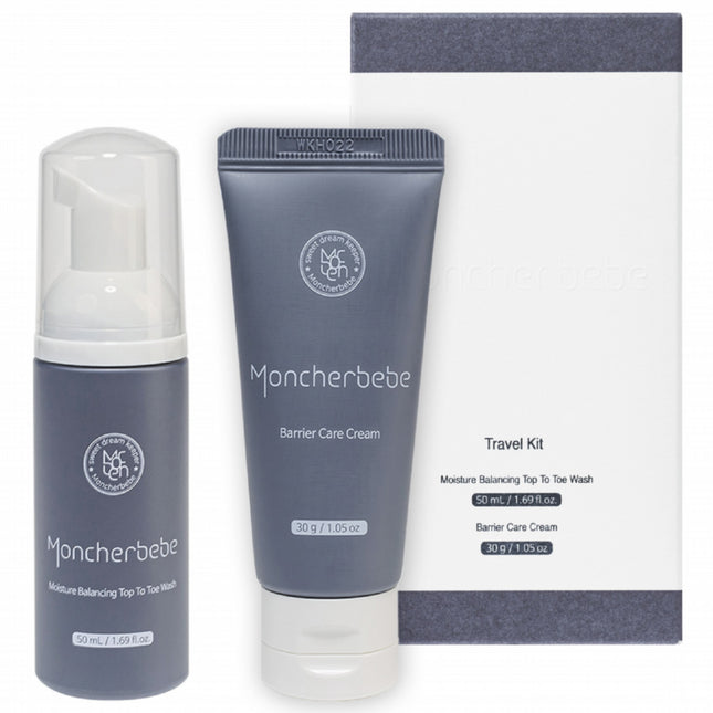 MONGSHELL BEBE Newborn Baby Travel Kit (All-in-One Body Wash/Cream 2-Piece Set)