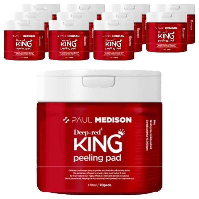 POLMEDISON  Deep Red Tea Tree Exfoliation Large W King Peeling Pad 170ml, 70 Count, 12 Pack