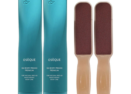 OJEQUE  Season 2 Silk Body Peeling Premium 230ml x 2p + Silk Foot Buffer x 2p Set
