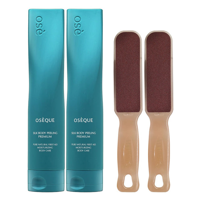 OJEQUE  Season 2 Silk Body Peeling Premium 230ml x 2p + Silk Foot Buffer x 2p Set