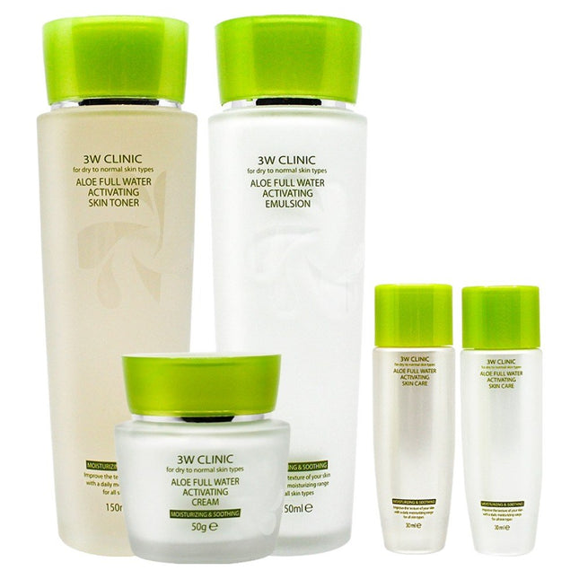 3W CLINIC  Aloe Full Water Activating Skincare 3 Set, 1 Set