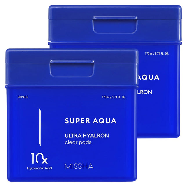 MISSHA  SUPER AQUA ULTRA HYALON CLEAR PAD 170ml, 70 COUNT, 2 PACK
