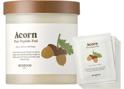 SKINFOOD  Acorn Pore Peptide Pad 250g 60p + Travel Kit 10g x 12p, 1 Set