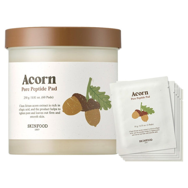 SKINFOOD  Acorn Pore Peptide Pad 250g 60p + Travel Kit 10g x 12p, 1 Set