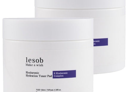 LESOB  88% Customized Exfoliating Moisturizing Calming Toner Pad Hyaluron 130ml, 70 Count, 2 Pack