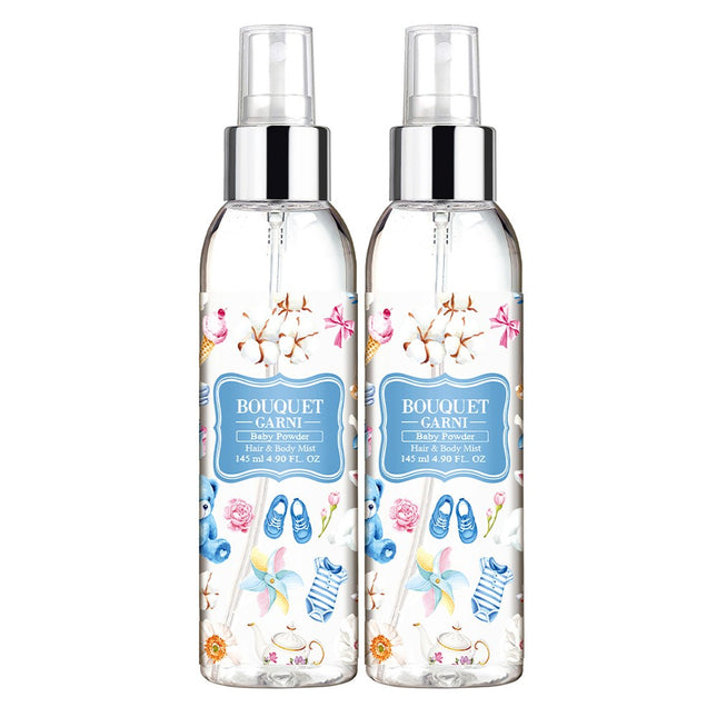 BOUQUET GARNI  FRAGRANCED HAIR & BODY MIST BABY POWDER 145ML 2 BOTTLES