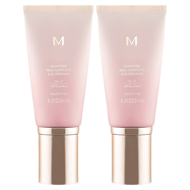 MISSHA M Signature Real Complete BB Cream EX SPF30 PA++, 21 Bright Beige, 45g, 2 Count