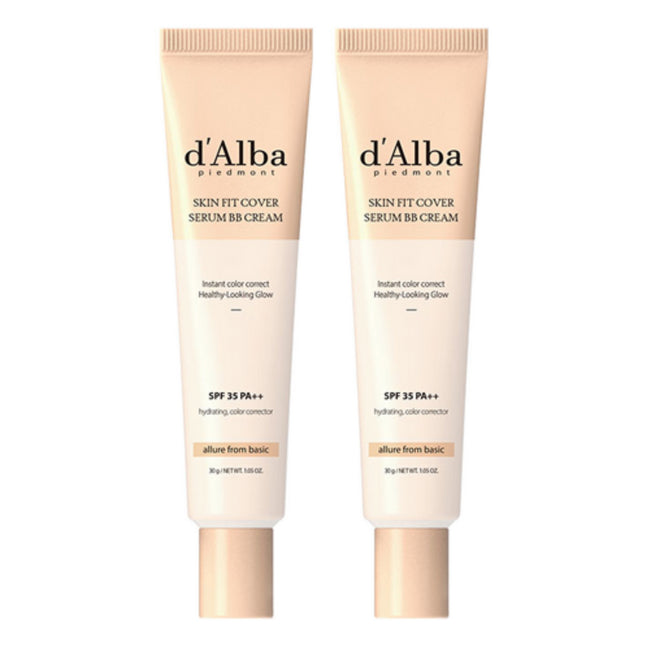 D'ALBA  Skin Fit Cover Serum BB Cream SPF35 PA++, 30g, 2 Count