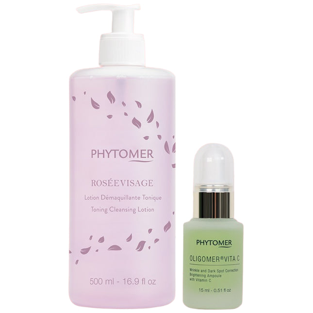 PHYTOMER  Rosee Visage Toning Lotion 500ml + Pure Vitamin C Radiance Ampoule 15ml, 1 Set