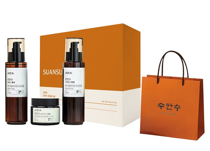 SUANSU SUANBO HOT SPRING Wrinkle Care Toner + Lotion + Intensive Cream + Shopping Bag Set