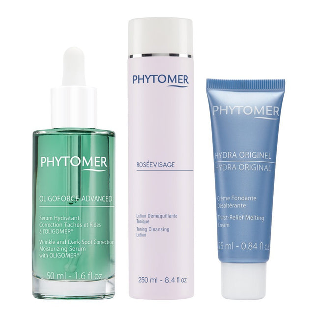 PHYTOMER  Oligoforce Serum 50ml + Rosée Visage 250ml + Melting Cream 25ml 3-Piece Set, 1 Set