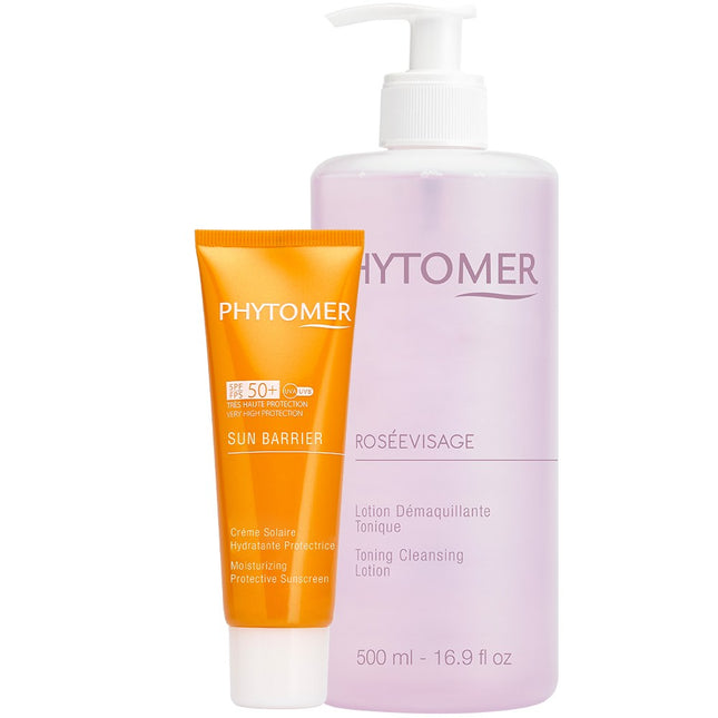 PHYTOMER Phytomer Rosee Visage Toner 500ml + Sunscreen 50ml SPF50 PA++++, 1 Set