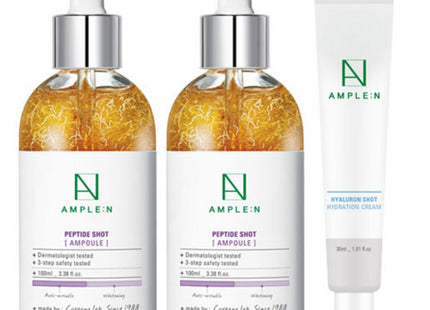 COREANA  AmpouleN Peptide Shot Ampoule 100ml 2ea + Hyal Shot Moisture Cream 30ml, 1 Set