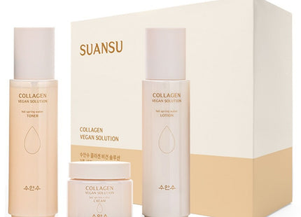 SUAANSU Collagen Vegan Solution Onsen Water Toner + Lotion + Cream Set