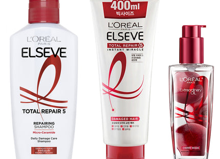L'ORÉAL PARIS  Extraordinary Oil Cherry Blossom 100ml + Total Repair 5 Hair Mask 400ml + Total Repair 5 Shampoo 400ml, 1 Set
