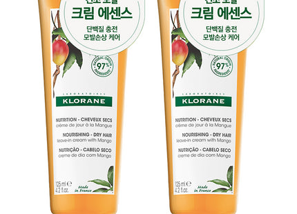 KLORANE  Mango Butter Leave-In Cream, 125ml, 2 count