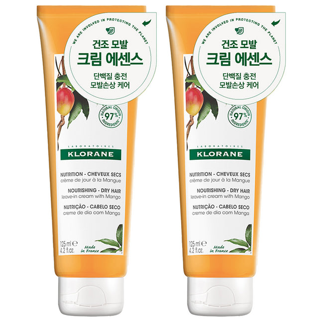 KLORANE  Mango Butter Leave-In Cream, 125ml, 2 count