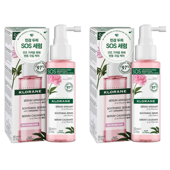 KLORANE  Peony Soothing Scalp Serum, 100ml, 2 Count