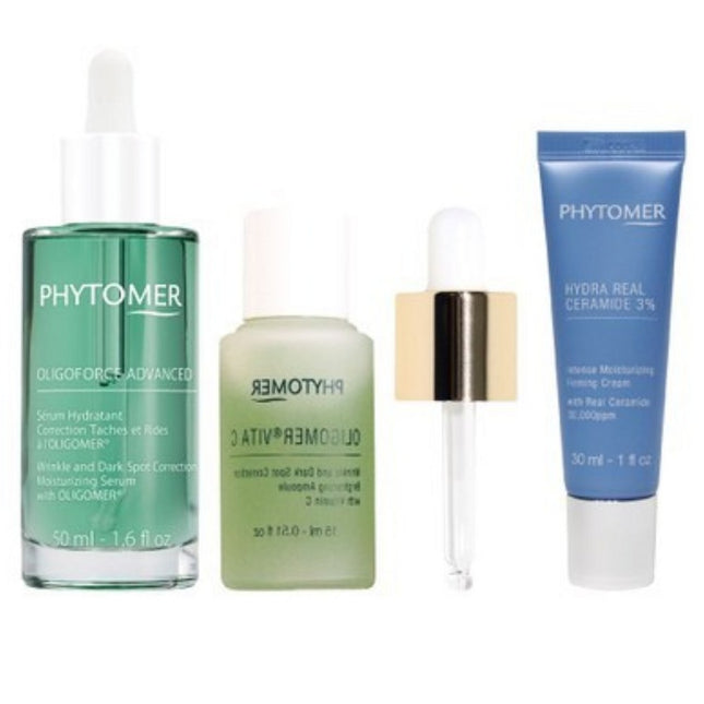 PHYTOMER  Oligoforce Serum Hydra Tannant Advanced 50ml + Vita C Ampoule 15ml + Hydra Ceramides Cream 3% 30ml, 1 Set