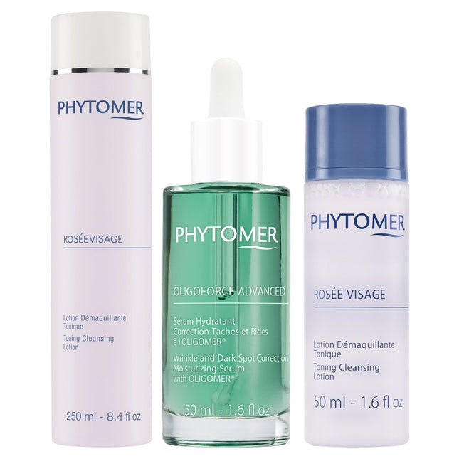 PHYTOMER  Rosee Visage 250ml + Oligojoy Moisturizing Glow Serum 50ml + Rosee Visage 50ml, 1 Set