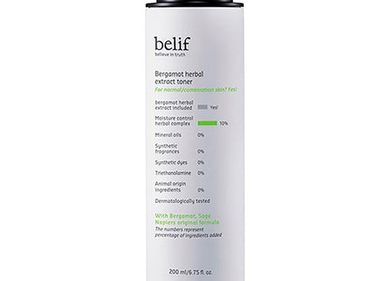 BELIF  Bergamot Herbal Extract Toner, 200ml, 1 Count
