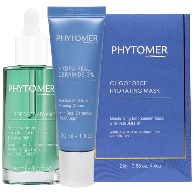 PHYTOMER  Oligoforce Serum 50ml + Ceramides Cream 30ml + Hydra Originale Mask 4 Sheets, 1 Set