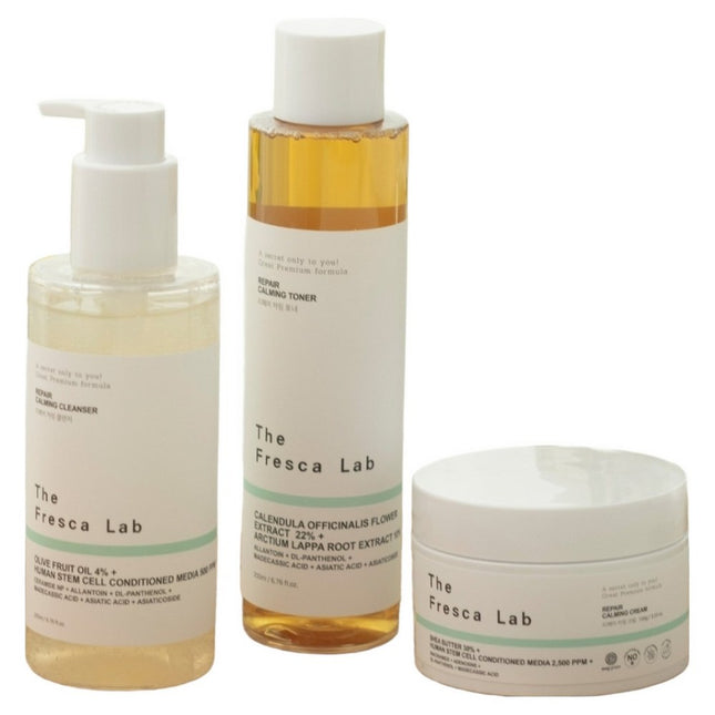 THE FRESCA LAB REPAIR BASIC CALMING CLEANSER 200ML + TONER 200ML + CREAM 100G SET