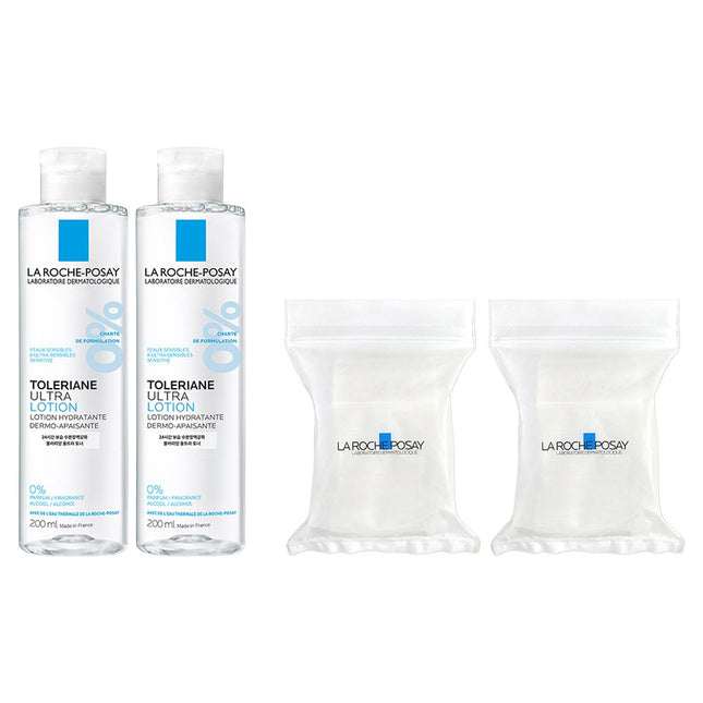 LA ROCHE-POSAY TOLERIANE ULTRA LOTION 200ml + COTTON PADS 30ea SET (2 ea)