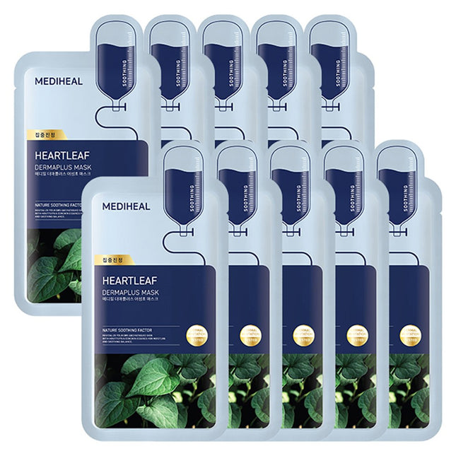 MEDIHEAL  Derma Plus Houttuynia Cordata Mask 10ea, 1 Box