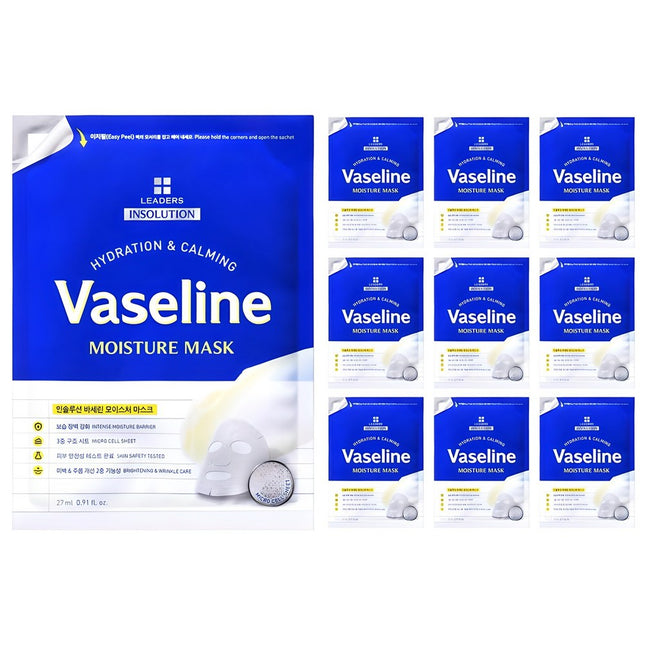 LEADERS COSMETICS Leaders Insolution Vaseline Moisture Mask, 10 Count, 1 Pack