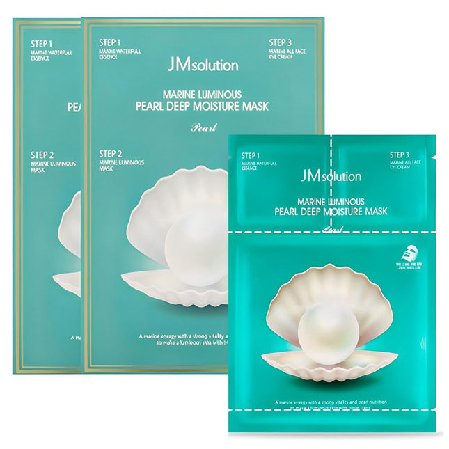JM SOLUTION  CHEONGKWANG MARINE PEARL DEEP MOISTURE MASK PEARL, 10SHEETS, 2PACK