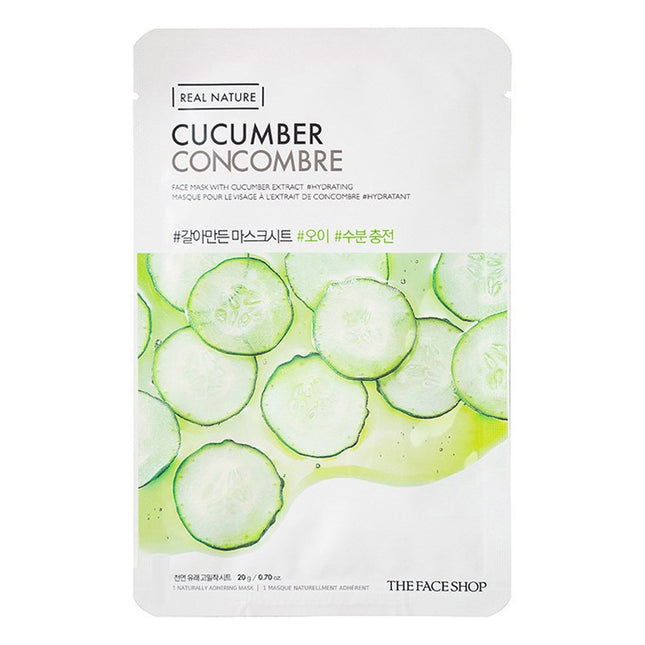 THE FACE SHOP Real Nature Cucumber Face Mask, 1 Sheet, 1 Count