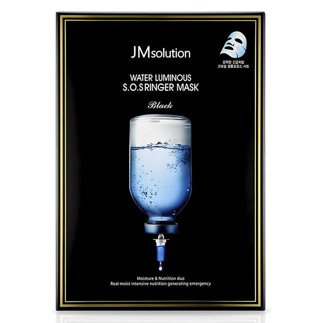 JM SOLUTION  Water Glow SOS Ringer Mask Black, 10 count, 1 pack