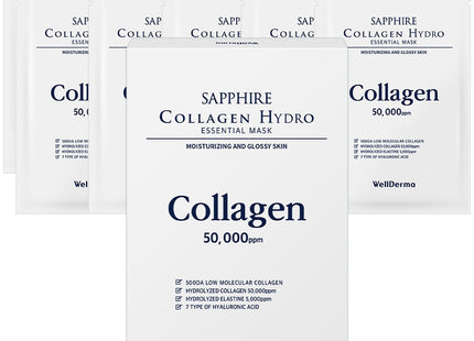 WELLDERMA  Sapphire Collagen Hydro Essential Mask Pack, 10 Count, 1 Pack