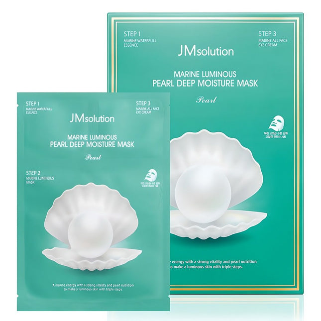 JM SOLUTION  Cheonggwang Marine Pearl Deep Moisture Mask Pack, 10 Sheets, 1 Pack