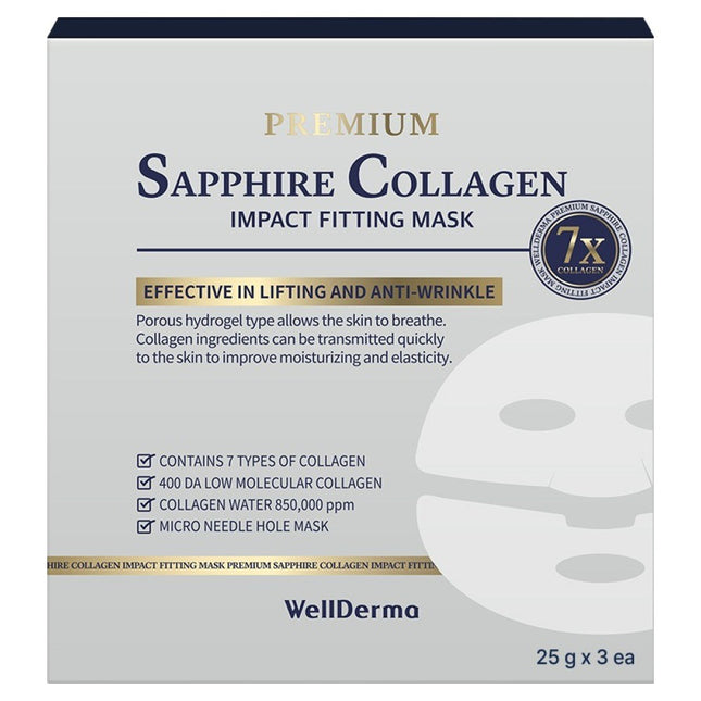 WELLDERMA Wellderma Premium Sapphire Collagen Impact Fitting Mask 25g, 3ea