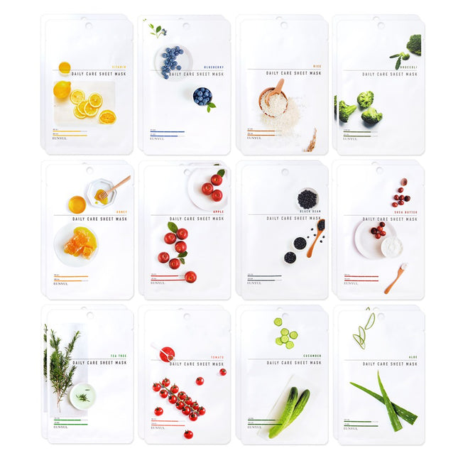 EUNYUL  Daily Care Sheet Mask 12 Types x 2p, 24 Count, 1 Pack