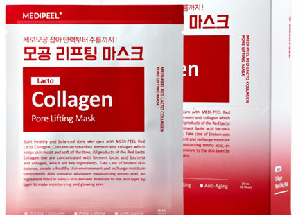 MEDI-PEEL  Red Lacto Collagen Pore Lifting Mask Pack, 10 Count, 1 Pack
