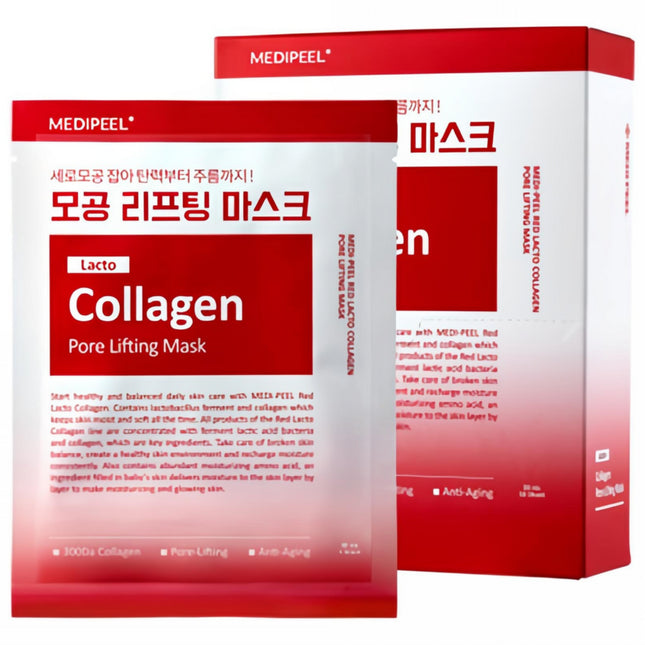 MEDI-PEEL  Red Lacto Collagen Pore Lifting Mask Pack, 10 Count, 1 Pack