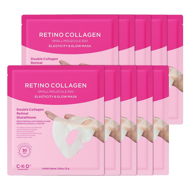 CKD GUARANTEED HEALTH  Retino Collagen Low Molecular 300 Elastic Glow Mask, 10 Counts, 1 Unit